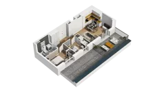 3 pokoje, mieszkanie 48,84 m², piętro 4, oferta nr B/55, Osiedle Orzechowa, Gdynia, Chylonia, ul. Meksykańska/Orzechowa