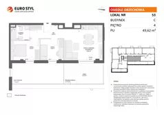 3 pokoje, mieszkanie 49,62 m², piętro 4, oferta nr C/53, Osiedle Orzechowa, Gdynia, Chylonia, ul. Meksykańska/Orzechowa