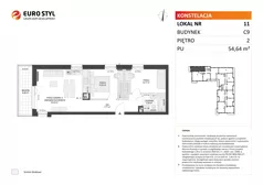 3 pokoje, mieszkanie 54,64 m², piętro 2, oferta nr C9/11, Konstelacja - etap III, Gdynia, Pogórze, ul. Paderewskiego