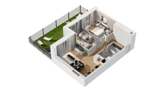 3 pokoje, mieszkanie 55,59 m², parter, oferta nr C15/8, Konstelacja - etap IV, Gdynia, Pogórze, ul. Paderewskiego