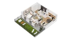3 pokoje, mieszkanie 55,59 m², parter, oferta nr C15/8, Konstelacja - etap IV, Gdynia, Pogórze, ul. Paderewskiego