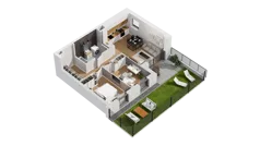 3 pokoje, mieszkanie 55,59 m², parter, oferta nr C15/8, Konstelacja - etap IV, Gdynia, Pogórze, ul. Paderewskiego