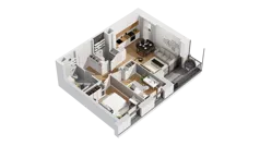 3 pokoje, mieszkanie 55,33 m², piętro 1, oferta nr C15/17, Konstelacja - etap IV, Gdynia, Pogórze, ul. Paderewskiego
