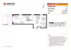3 pokoje, mieszkanie 55,61 m², parter, oferta nr C16/4, Konstelacja - etap IV, Gdynia, Pogórze, ul. Paderewskiego