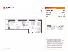 3 pokoje, mieszkanie 55,70 m², piętro 1, oferta nr C16/11, Konstelacja - etap IV, Gdynia, Pogórze, ul. Paderewskiego