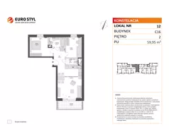 3 pokoje, mieszkanie 59,95 m², piętro 2, oferta nr C16/12, Konstelacja - etap IV, Gdynia, Pogórze, ul. Paderewskiego