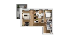 3 pokoje, mieszkanie 62,22 m², piętro 3, oferta nr C16/22, Konstelacja - etap IV, Gdynia, Pogórze, ul. Paderewskiego