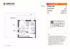 3 pokoje, mieszkanie 44,95 m², parter, oferta nr C13/3, Konstelacja - etap V, Gdynia, Pogórze, ul. Paderewskiego