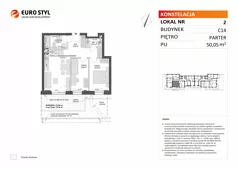 3 pokoje, mieszkanie 50,05 m², parter, oferta nr C14/2, Konstelacja - etap V, Gdynia, Pogórze, ul. Paderewskiego
