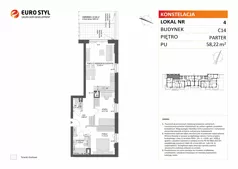 3 pokoje, mieszkanie 58,22 m², parter, oferta nr C14/4, Konstelacja - etap V, Gdynia, Pogórze, ul. Paderewskiego
