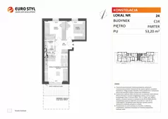 3 pokoje, mieszkanie 53,20 m², parter, oferta nr C14/24, Konstelacja - etap V, Gdynia, Pogórze, ul. Paderewskiego