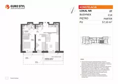 3 pokoje, mieszkanie 57,10 m², parter, oferta nr C14/27, Konstelacja - etap V, Gdynia, Pogórze, ul. Paderewskiego