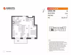 3 pokoje, mieszkanie 50,20 m², piętro 1, oferta nr C14/9, Konstelacja - etap V, Gdynia, Pogórze, ul. Paderewskiego