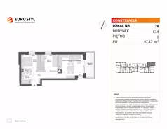 3 pokoje, mieszkanie 47,17 m², piętro 1, oferta nr C14/28, Konstelacja - etap V, Gdynia, Pogórze, ul. Paderewskiego