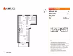 3 pokoje, mieszkanie 53,31 m², piętro 1, oferta nr C14/32, Konstelacja - etap V, Gdynia, Pogórze, ul. Paderewskiego