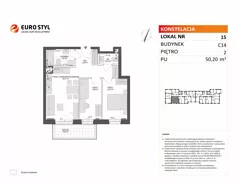 3 pokoje, mieszkanie 50,20 m², piętro 2, oferta nr C14/15, Konstelacja - etap V, Gdynia, Pogórze, ul. Paderewskiego