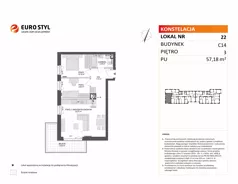 3 pokoje, mieszkanie 57,18 m², piętro 3, oferta nr C14/22, Konstelacja - etap V, Gdynia, Pogórze, ul. Paderewskiego
