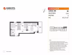 3 pokoje, mieszkanie 47,17 m², piętro 3, oferta nr C14/38, Konstelacja - etap V, Gdynia, Pogórze, ul. Paderewskiego