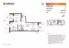 3 pokoje, mieszkanie 57,82 m², parter, oferta nr C/3, Przystań Brzeźno - etap II, Gdańsk, Brzeźno, ul. Uczniowska