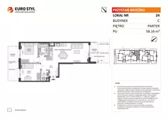 3 pokoje, mieszkanie 58,16 m², parter, oferta nr C/24, Przystań Brzeźno - etap II, Gdańsk, Brzeźno, ul. Uczniowska