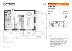 3 pokoje, mieszkanie 48,10 m², parter, oferta nr C/27, Przystań Brzeźno - etap II, Gdańsk, Brzeźno, ul. Uczniowska