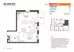 3 pokoje, mieszkanie 53,76 m², piętro 1, oferta nr D/14, Osiedle Warszawska - etap II, Gdańsk, Ujeścisko-Łostowice, Ujeścisko, ul. Warszawska