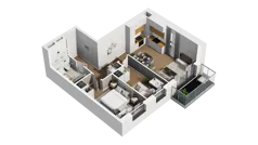 3 pokoje, mieszkanie 53,76 m², piętro 1, oferta nr D/14, Osiedle Warszawska - etap II, Gdańsk, Ujeścisko-Łostowice, Ujeścisko, ul. Warszawska