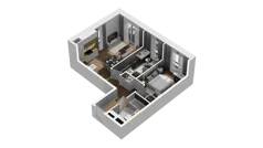 3 pokoje, mieszkanie 53,76 m², piętro 1, oferta nr D/14, Osiedle Warszawska - etap II, Gdańsk, Ujeścisko-Łostowice, Ujeścisko, ul. Warszawska