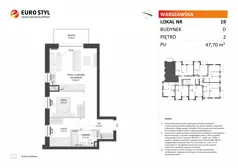3 pokoje, mieszkanie 47,70 m², piętro 2, oferta nr D/19, Osiedle Warszawska - etap II, Gdańsk, Ujeścisko-Łostowice, Ujeścisko, ul. Warszawska