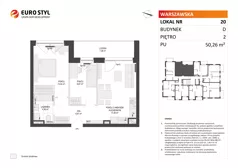 3 pokoje, mieszkanie 50,26 m², piętro 2, oferta nr D/20, Osiedle Warszawska - etap II, Gdańsk, Ujeścisko-Łostowice, Ujeścisko, ul. Warszawska