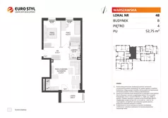 3 pokoje, mieszkanie 52,75 m², piętro 4, oferta nr B/48, Osiedle Warszawska - etap III, Gdańsk, Ujeścisko-Łostowice, Ujeścisko, ul. Warszawska