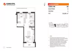 3 pokoje, mieszkanie 50,88 m², piętro 1, oferta nr A/58, Osiedle Warszawska - etap IV, Gdańsk, Ujeścisko-Łostowice, Ujeścisko, ul. Warszawska