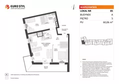 3 pokoje, mieszkanie 60,06 m², piętro 5, oferta nr A/85, Osiedle Warszawska - etap IV, Gdańsk, Ujeścisko-Łostowice, Ujeścisko, ul. Warszawska