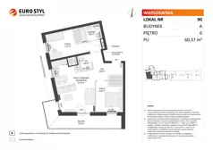 3 pokoje, mieszkanie 60,37 m², piętro 6, oferta nr A/90, Osiedle Warszawska - etap IV, Gdańsk, Ujeścisko-Łostowice, Ujeścisko, ul. Warszawska