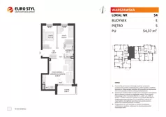 3 pokoje, mieszkanie 54,37 m², piętro 5, oferta nr E/54, Osiedle Warszawska - etap I, Gdańsk, Ujeścisko-Łostowice, Ujeścisko, ul. Warszawska