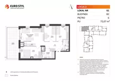 4 pokoje, mieszkanie 72,07 m², piętro 6, oferta nr B2/61, Locus 2 - etap II, Rumia, Janowo, ul. Dąbrowskiego