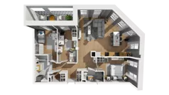 4 pokoje, mieszkanie 89,68 m², piętro 1, oferta nr A/6, Esencja, Gdańsk, Śródmieście, Dolne Miasto, ul. Kamienna Grobla / Jałmużnicza