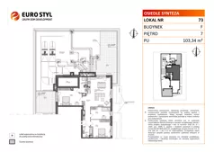 4 pokoje, mieszkanie 103,34 m², piętro 7, oferta nr F/73, Osiedle Synteza bud. E, F, Gdańsk, Piecki-Migowo, Morena, ul. Lema