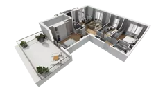 4 pokoje, mieszkanie 103,34 m², piętro 7, oferta nr F/73, Osiedle Synteza bud. E, F, Gdańsk, Piecki-Migowo, Morena, ul. Lema