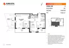 4 pokoje, mieszkanie 75,80 m², parter, oferta nr B1/2, Wzgórze Markowca, Rumia, Zagórze, ul. Markowców