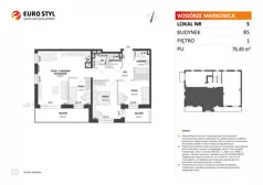 4 pokoje, mieszkanie 76,49 m², piętro 1, oferta nr B5/5, Wzgórze Markowca, Rumia, Zagórze, ul. Markowców