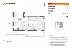 4 pokoje, mieszkanie 69,96 m², piętro 4, oferta nr A/18, Osiedle Orzechowa, Gdynia, Chylonia, ul. Meksykańska/Orzechowa