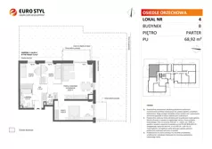 4 pokoje, mieszkanie 68,92 m², parter, oferta nr B/4, Osiedle Orzechowa, Gdynia, Chylonia, ul. Meksykańska/Orzechowa