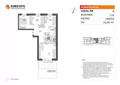 4 pokoje, mieszkanie 61,09 m², parter, oferta nr C14/5, Konstelacja - etap V, Gdynia, Pogórze, ul. Paderewskiego