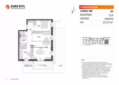 4 pokoje, mieszkanie 67,27 m², parter, oferta nr C14/26, Konstelacja - etap V, Gdynia, Pogórze, ul. Paderewskiego