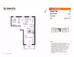 4 pokoje, mieszkanie 61,24 m², piętro 1, oferta nr C14/6, Konstelacja - etap V, Gdynia, Pogórze, ul. Paderewskiego