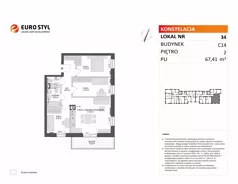 4 pokoje, mieszkanie 67,41 m², piętro 2, oferta nr C14/34, Konstelacja - etap V, Gdynia, Pogórze, ul. Paderewskiego