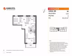 4 pokoje, mieszkanie 61,12 m², piętro 3, oferta nr C14/18, Konstelacja - etap V, Gdynia, Pogórze, ul. Paderewskiego