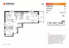 4 pokoje, mieszkanie 66,79 m², piętro 2, oferta nr A/63, Przystań Brzeźno, Gdańsk, Brzeźno, ul. Uczniowska