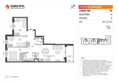 4 pokoje, mieszkanie 67,17 m², piętro 2, oferta nr A/70, Przystań Brzeźno, Gdańsk, Brzeźno, ul. Uczniowska